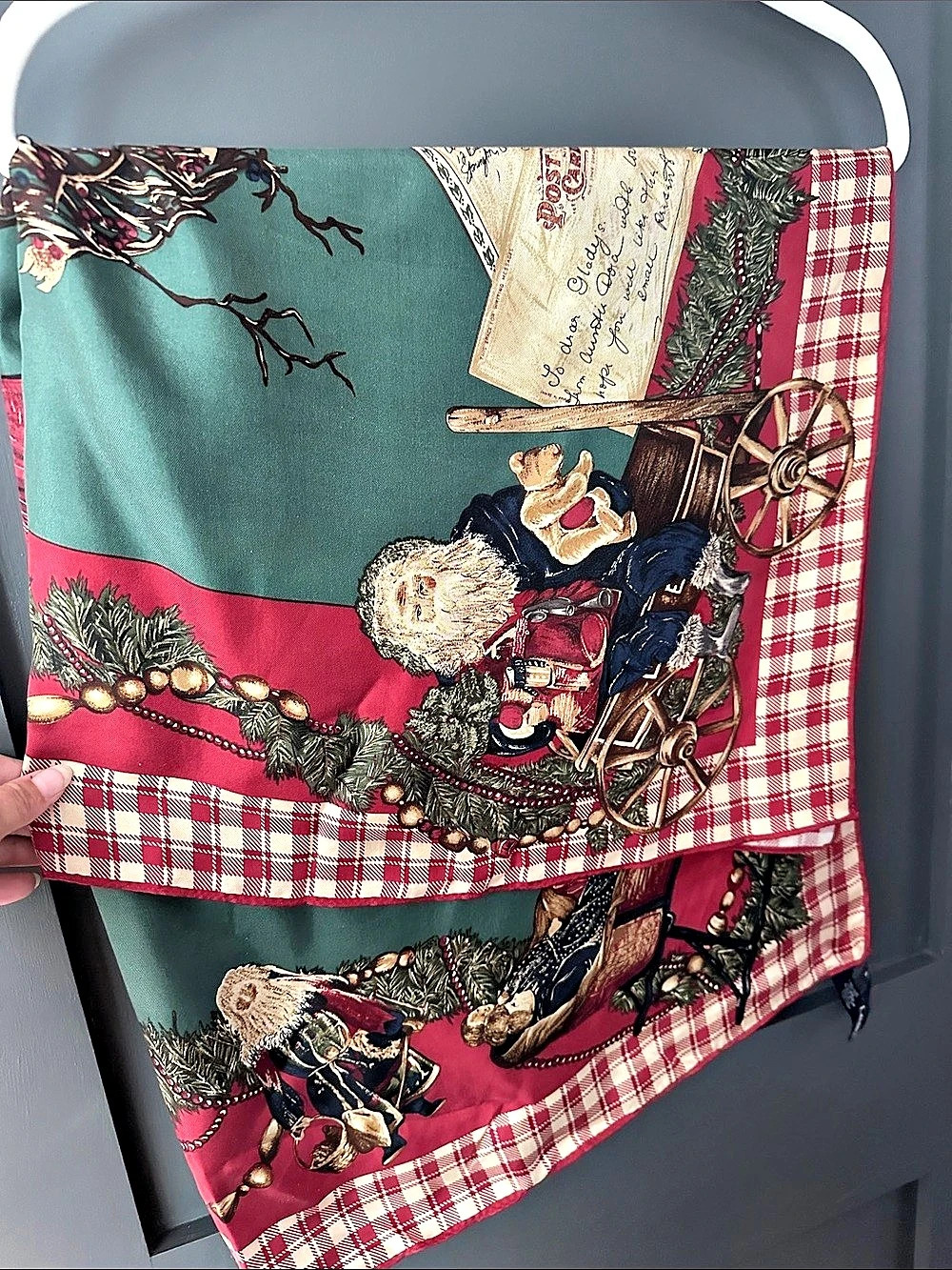 Vintage Ralph Lauren Holiday Plaid Silk Scarf - Picture 2 of 5